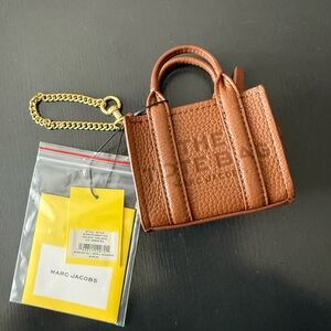 Marc Jacobs Brown Pebbled Leather Mini Tote Keychain